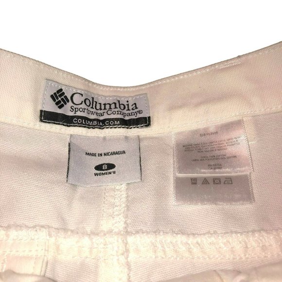 WHITE CROPPED PANTS SIZE 8 STRAIGHT LEG FLAT FRONT SUMMER COLUMBIA WOMENS - Picture 3 of 4